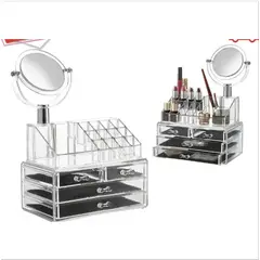 GENERICO - Cosmetiquero Acrílico Con Espejo Organizador Maquillaje