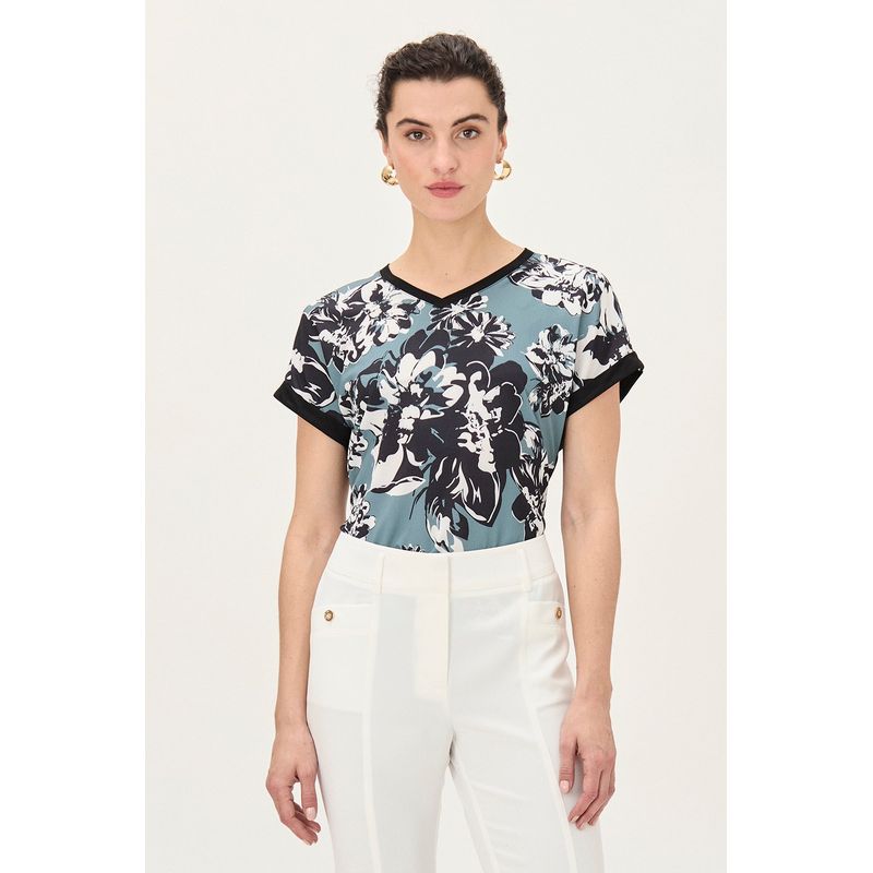MA GRIFFE - Polera Manga Corta Verde Musgo Mujer Magriffe