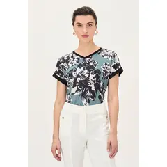 MA GRIFFE - Polera Manga Corta Verde Musgo Mujer Magriffe