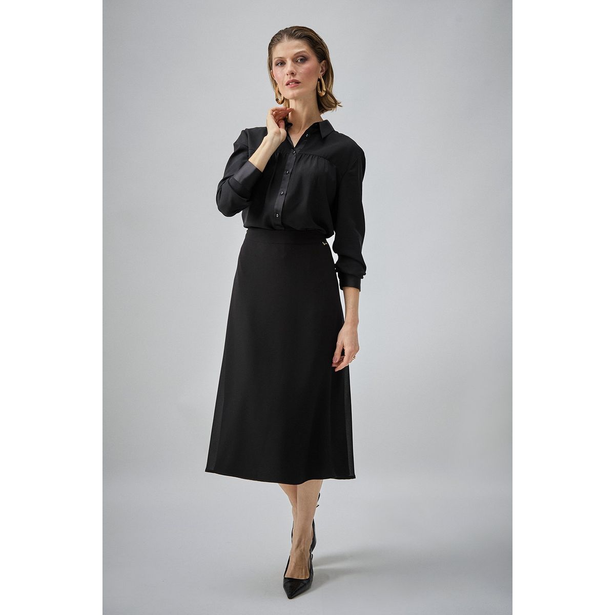 MA GRIFFE - Falda Larga Negro Mujer Magriffe