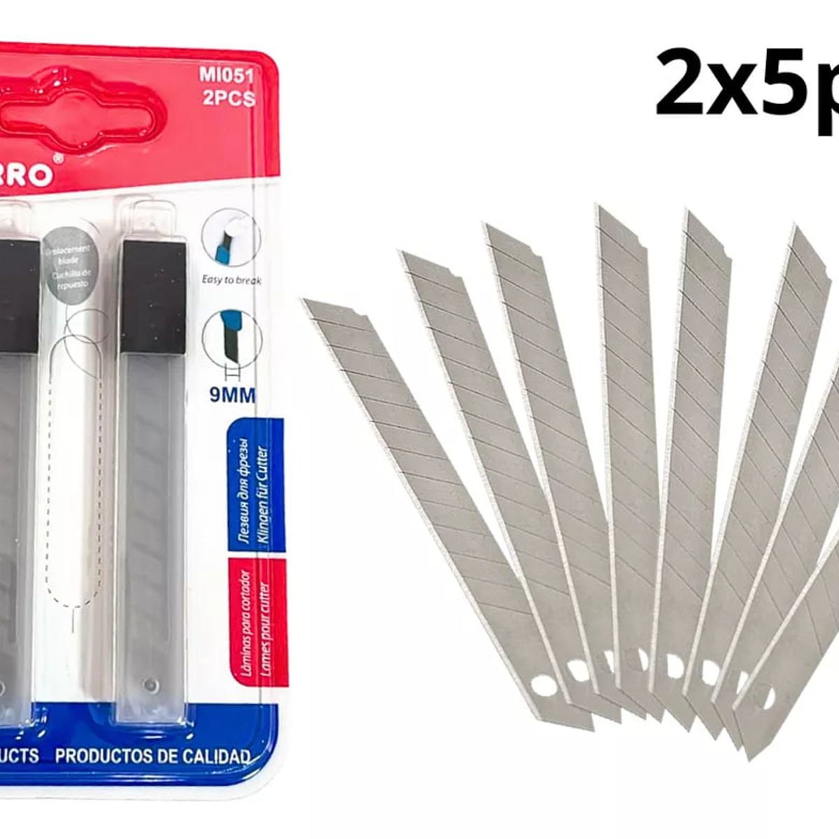 MOTARRO - Hojas Para Cutter De 9 mm Corta Cartón X 10 Unidades