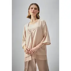 MA GRIFFE - Tapado Abierto Beige Mujer Magriffe