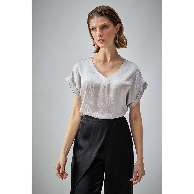 MA GRIFFE - Blusa Coctail Gris Magriffe