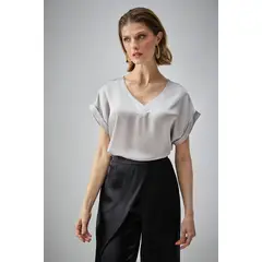 MA GRIFFE - Blusa Coctail Gris Magriffe