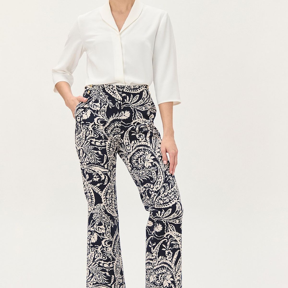 MA GRIFFE - Pantalon Azul Marino Mujer Magriffe