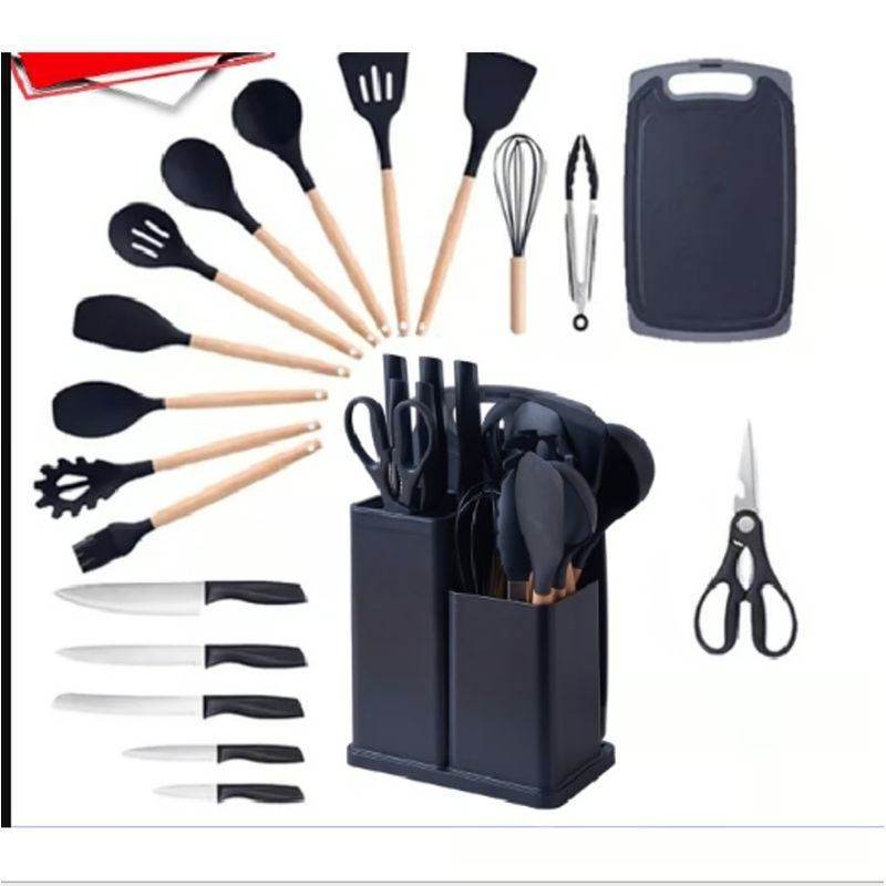 GENERICO - Set Utensilios De Cocina De Silicona 19 Pcs Colores Surtidos
