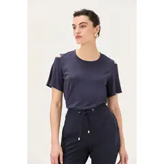 MA GRIFFE - Polera Manga Corta Azul Marino Mujer Magriffe