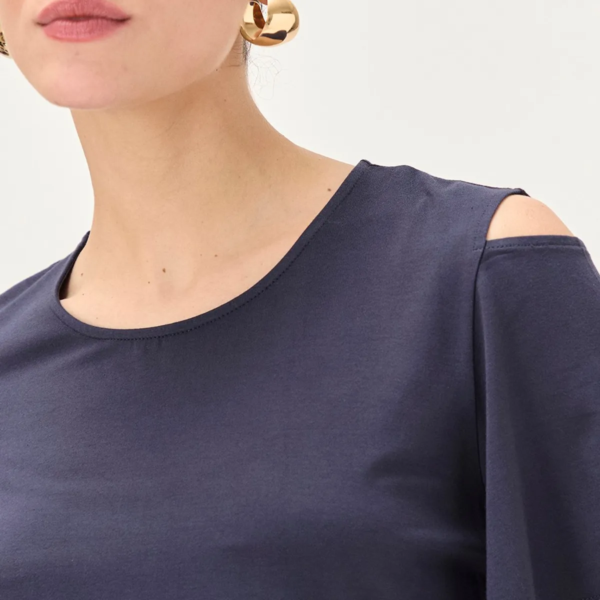 MA GRIFFE - Polera Manga Corta Azul Marino Mujer Magriffe