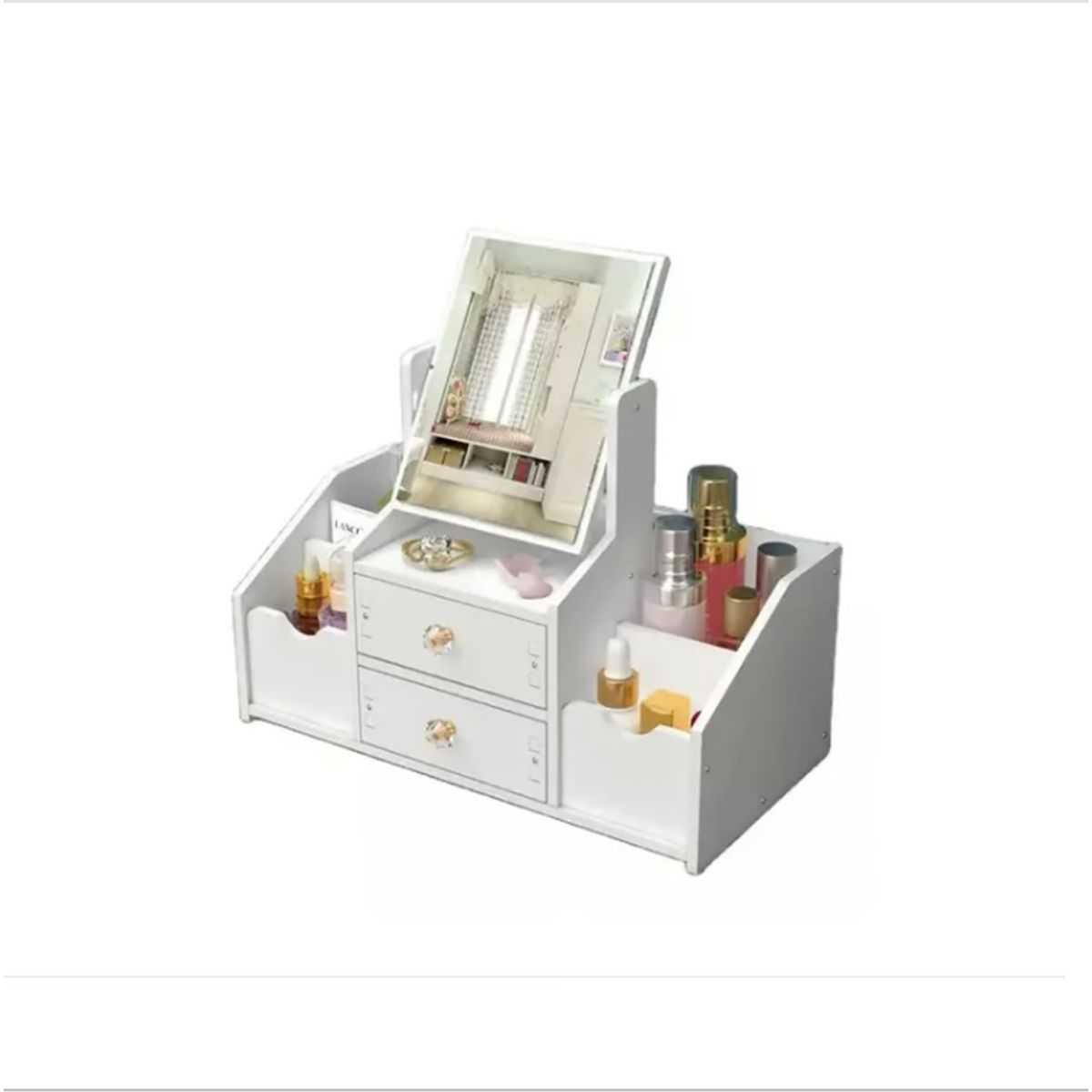 GENERICO - Organizador De Maquillaje Cosmetiquero + 2 Gavetas + Espejo.