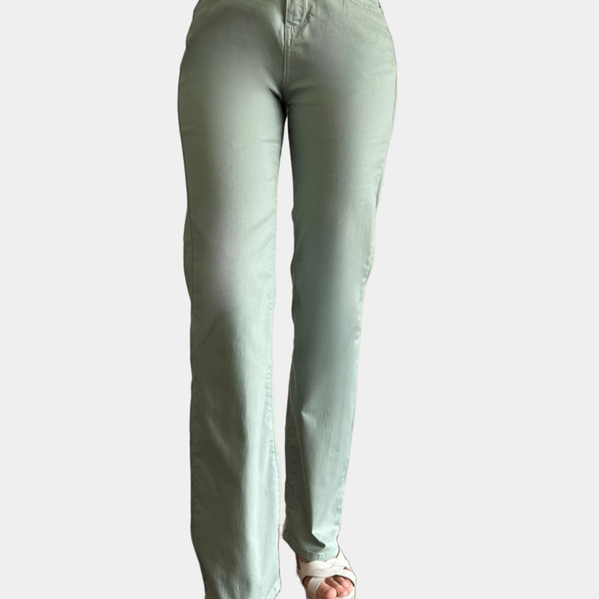 TENTATION - Pantalon Recto Tiro Alto Push Up Verde Tentation