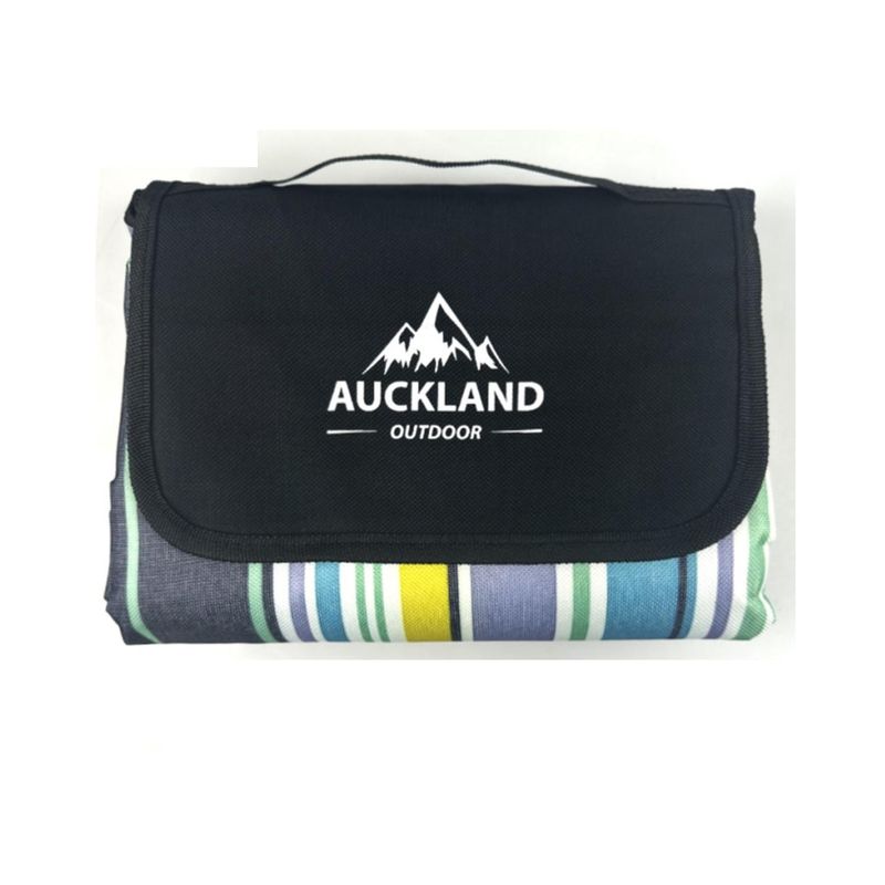 AUCKLAND OUTDOOR - Manta Picnic Impermeable Rayas Azules 150X180 Camping Playa