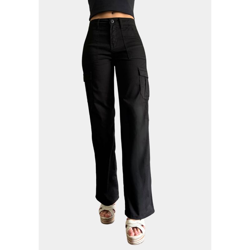TENTATION - Pantalon Cargo Tiro Alto Push Up Black Tentation