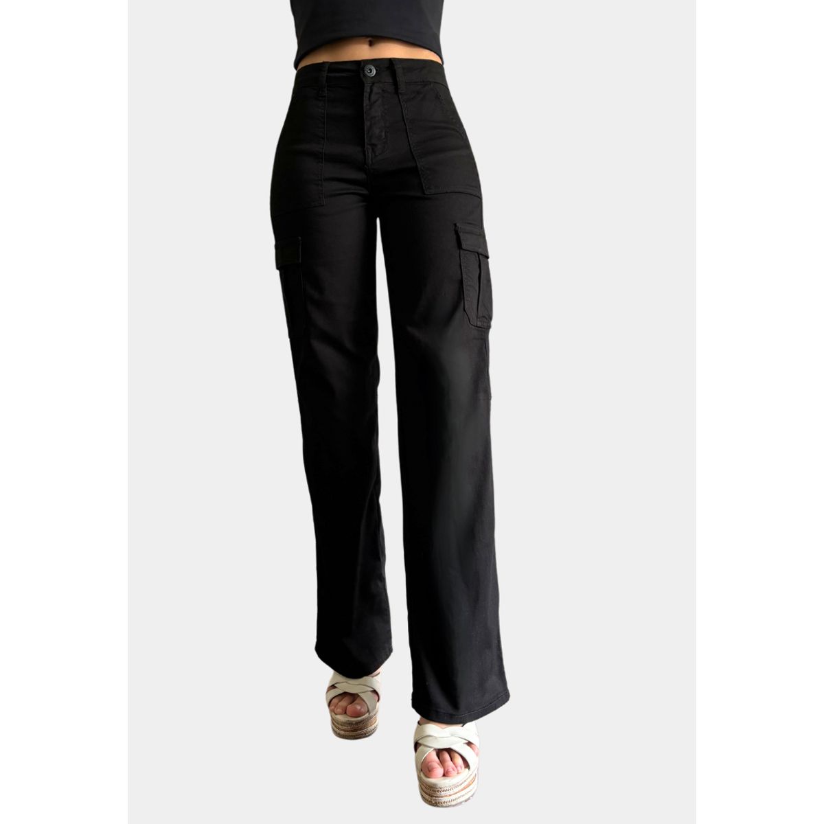 TENTATION - Pantalon Cargo Tiro Alto Push Up Black Tentation