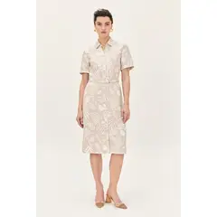 MA GRIFFE - Vestido Camisero Estampado Beige Magriffe