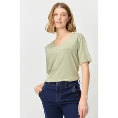 MA GRIFFE - Polera Manga Corta Verde Musgo Mujer Magriffe