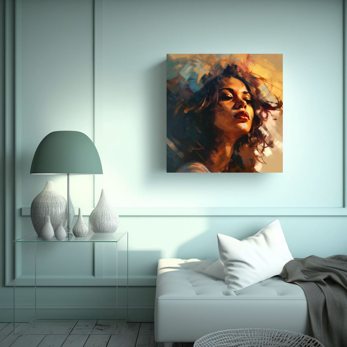 GENERICO - Pintura Decorativa Original: Rostro Hermoso De 70x70 Cm