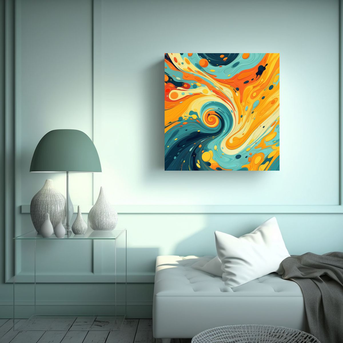 GENERICO - Cuadro Decorativo Lienzo Naranja Amarillo 70x70 Cm