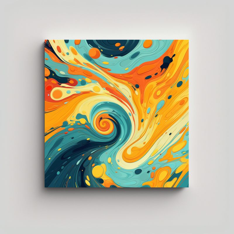 GENERICO - Cuadro Decorativo Lienzo Naranja Amarillo 60x60 Cm