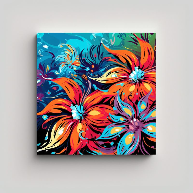 GENERICO - Cuadro Decorativo Lienzo Colores Mágico Flores 50x50 Cm