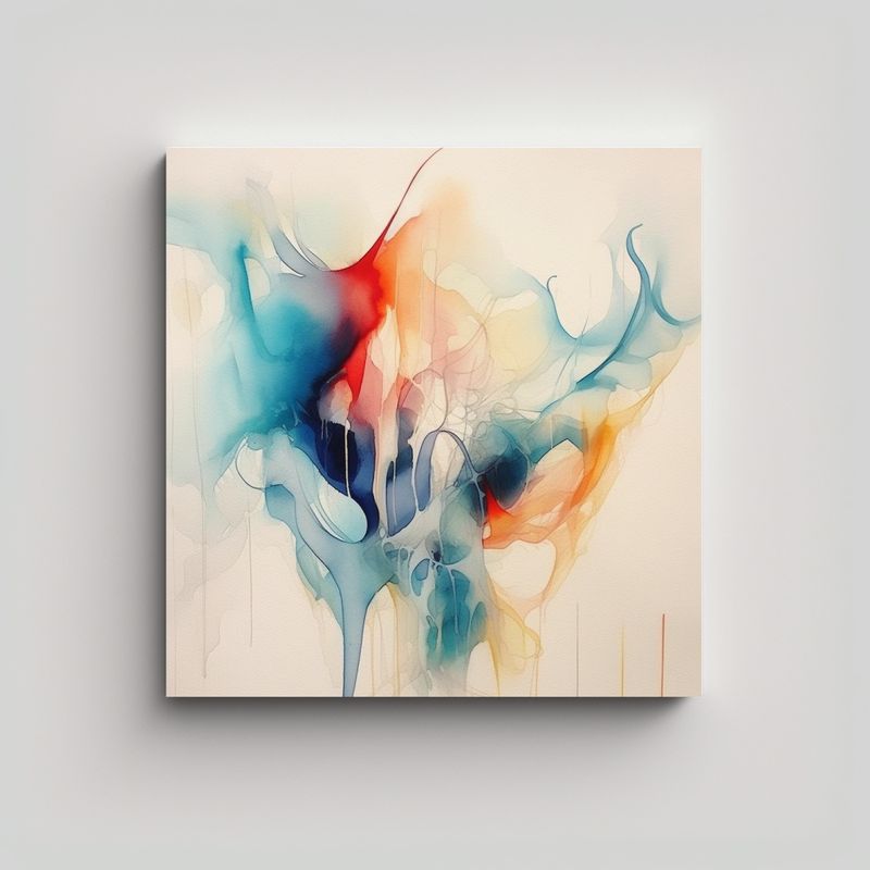 GENERICO - Cuadro Decorativo Abstracto En Acuarela Blanco 90x90 Cm