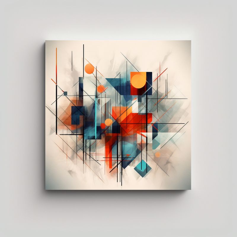 GENERICO - Pintura Decoración Geométrica Moderna En Lienzo. 90x90 Cm