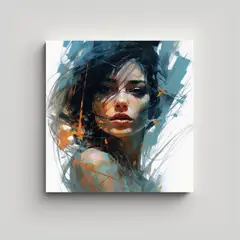 GENERICO - Arte Moderno Clásico Niña Abstracta Mirando A 70x70 Cm