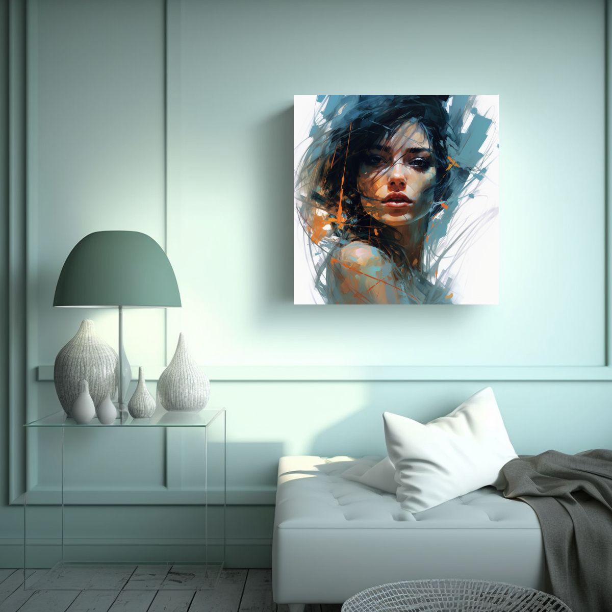 GENERICO - Arte Moderno Clásico Niña Abstracta Mirando A 70x70 Cm