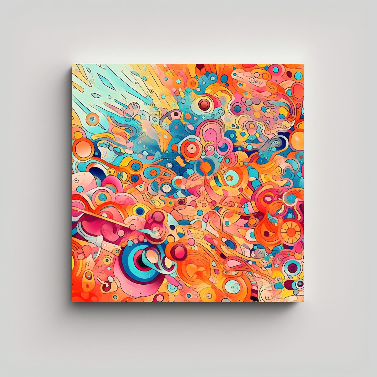 GENERICO - Pintura Abstracta Intrincada Con Diseño Gráfico 70x70 Cm.