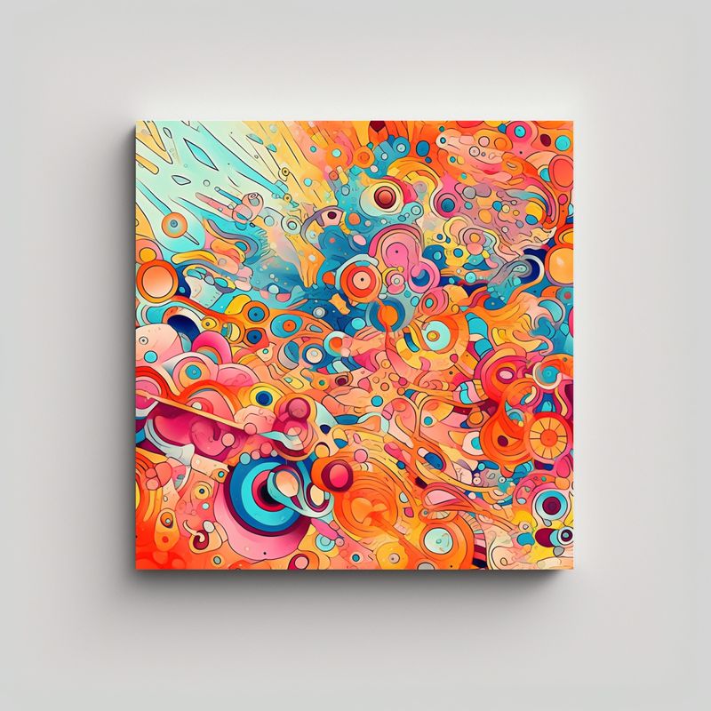 GENERICO - Pintura Abstracta Intrincada Con Diseño Gráfico 60x60 Cm