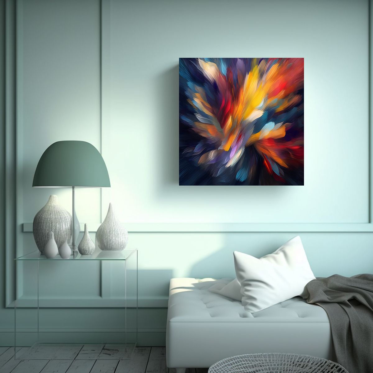 GENERICO - Pintura De Pared Luminosa Abstracta Con Contraste 60x60 Cm