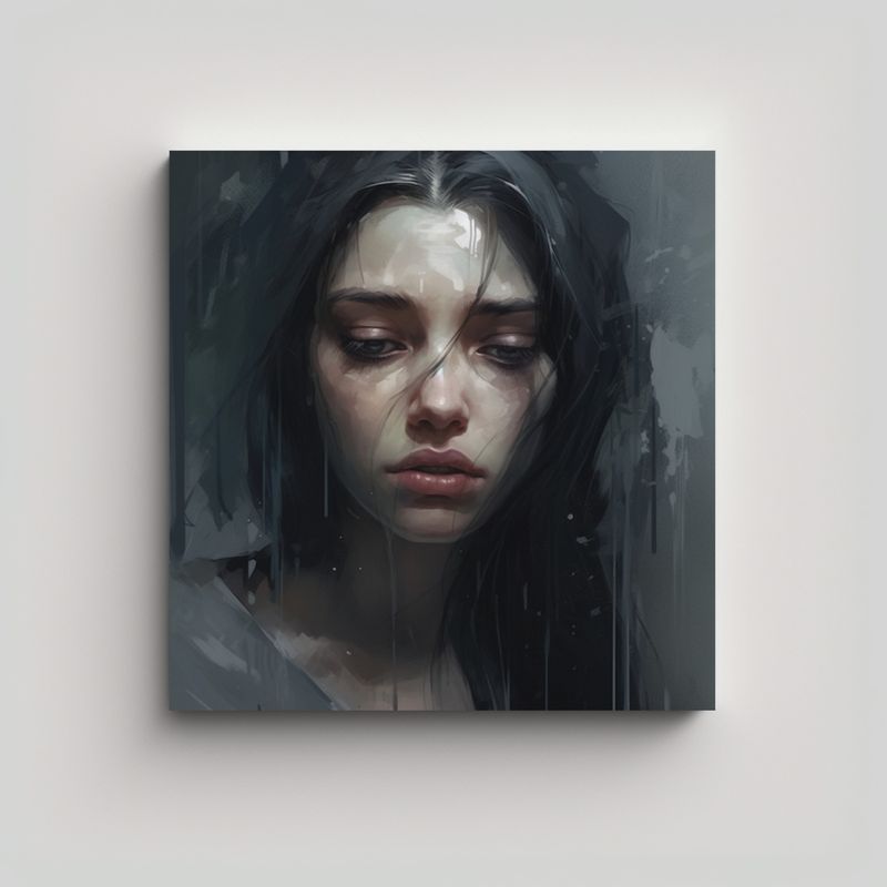 GENERICO - Cuadro Movimiento Full Color Creator Mujer Triste 90x90 Cm