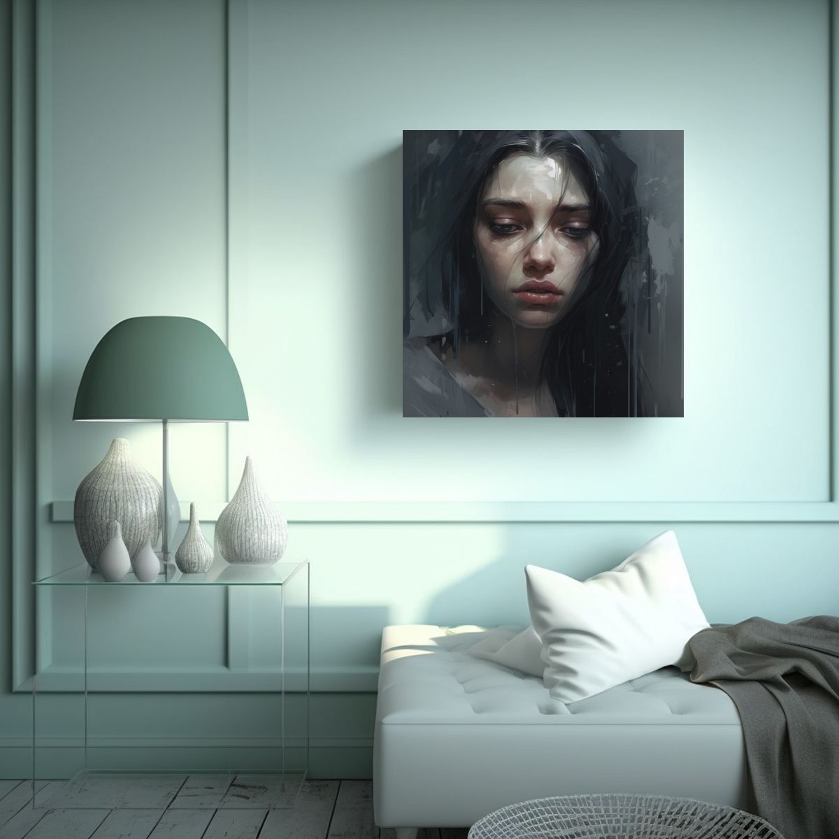 GENERICO - Cuadro Movimiento Full Color Creator Mujer Triste 60x60 Cm