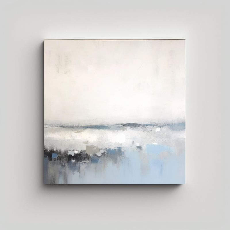 GENERICO - Arte Abstracto Enmarcado En Gris Y Azul Con Tonos 80x80 Cm