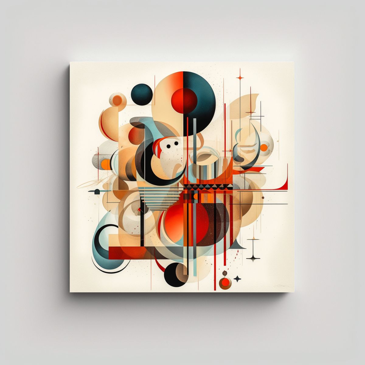 GENERICO - Cuadro Abstracto Con Formas Y Diseño Intenso Por 60x60 Cm