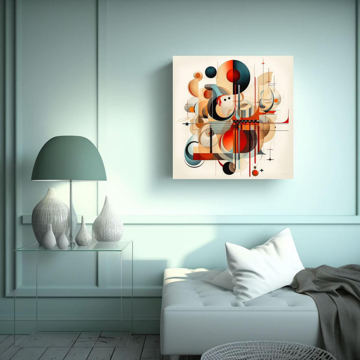 GENERICO - Cuadro Abstracto Con Formas Y Diseño Intenso Por 60x60 Cm