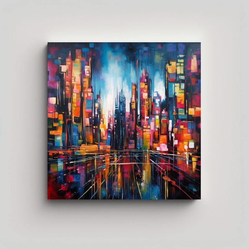 GENERICO - Pintura Urbana Abstracta Calidos Estrellados 80x80 Cm