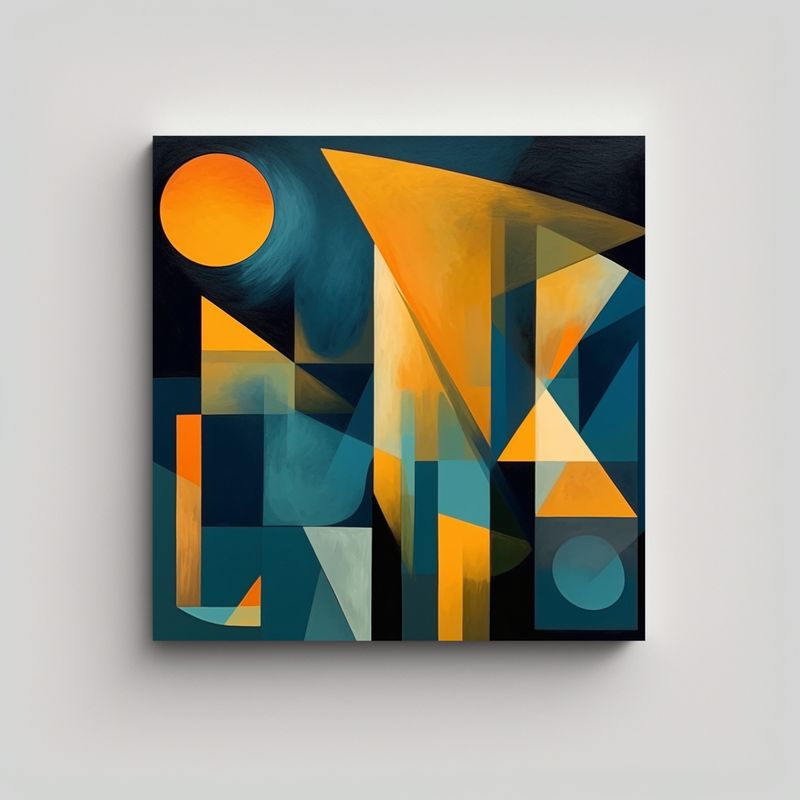 GENERICO - Pintura Abstracta En Lienzo Arte Tema Espacio Con 90x90 Cm
