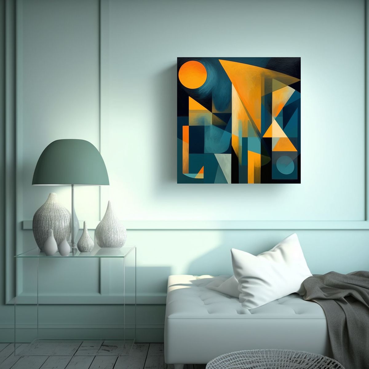 GENERICO - Pintura Abstracta En Lienzo Arte Tema Espacio Con 70x70 Cm