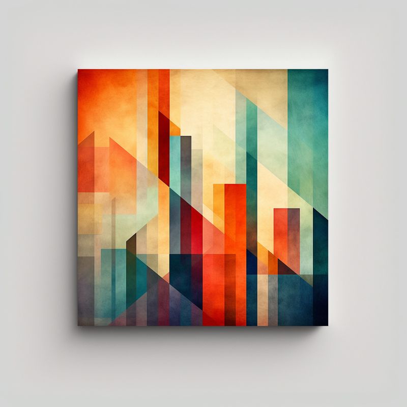 GENERICO - Cuadro Abstracto Geométrico De Líneas Finas 90x90 Cm