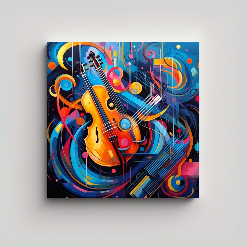 GENERICO - Cuadro Abstracto Futurista Neon Vibrante 80x80 Cm