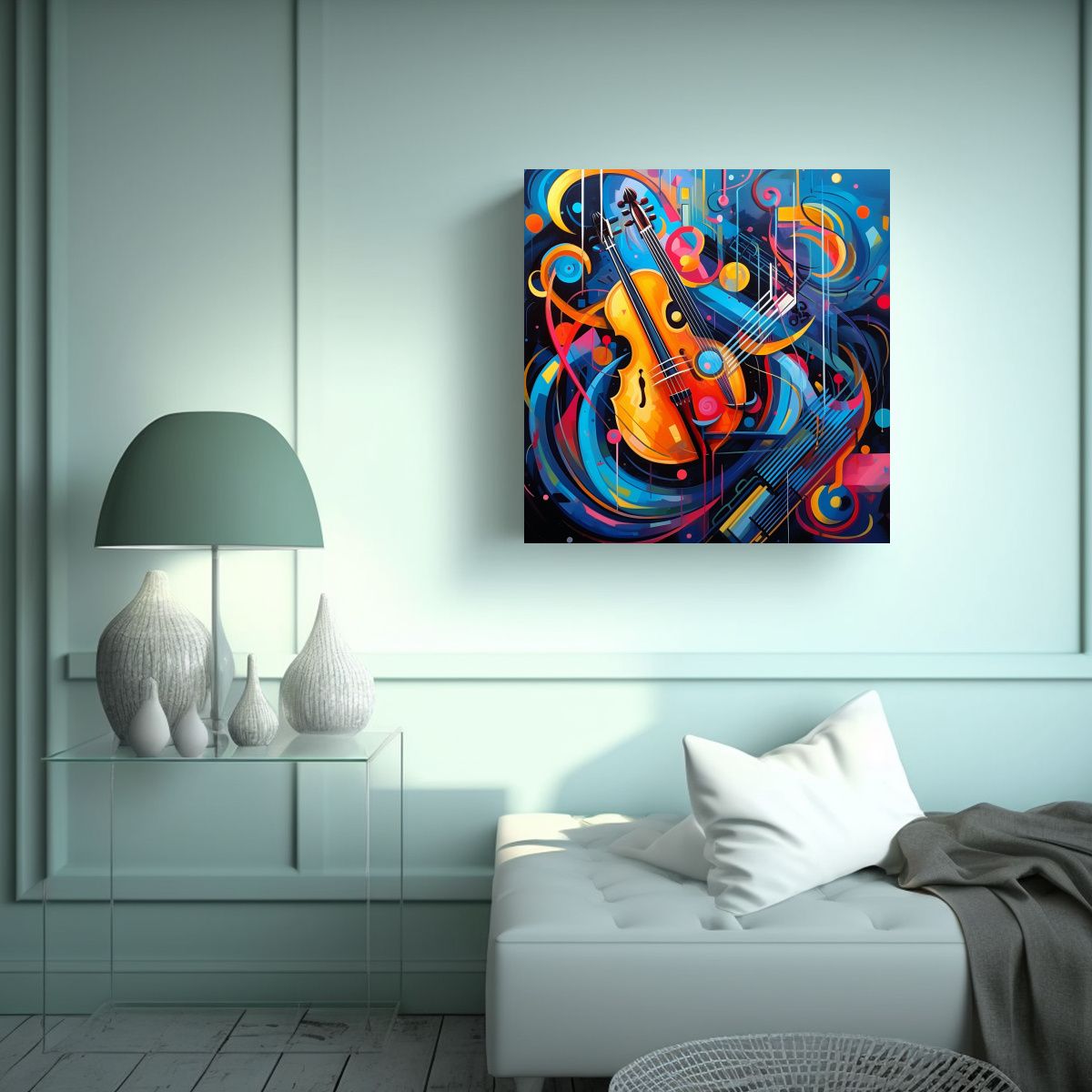 GENERICO - Cuadro Abstracto Futurista Neon Vibrante 80x80 Cm