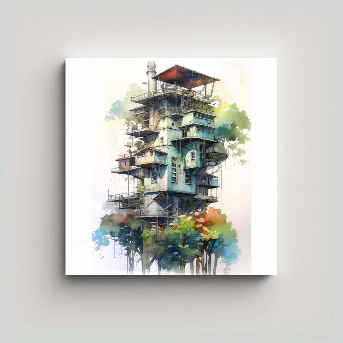 GENERICO - Cuadro De Decoración: Pintura Acuarela De Un 80x80 Cm