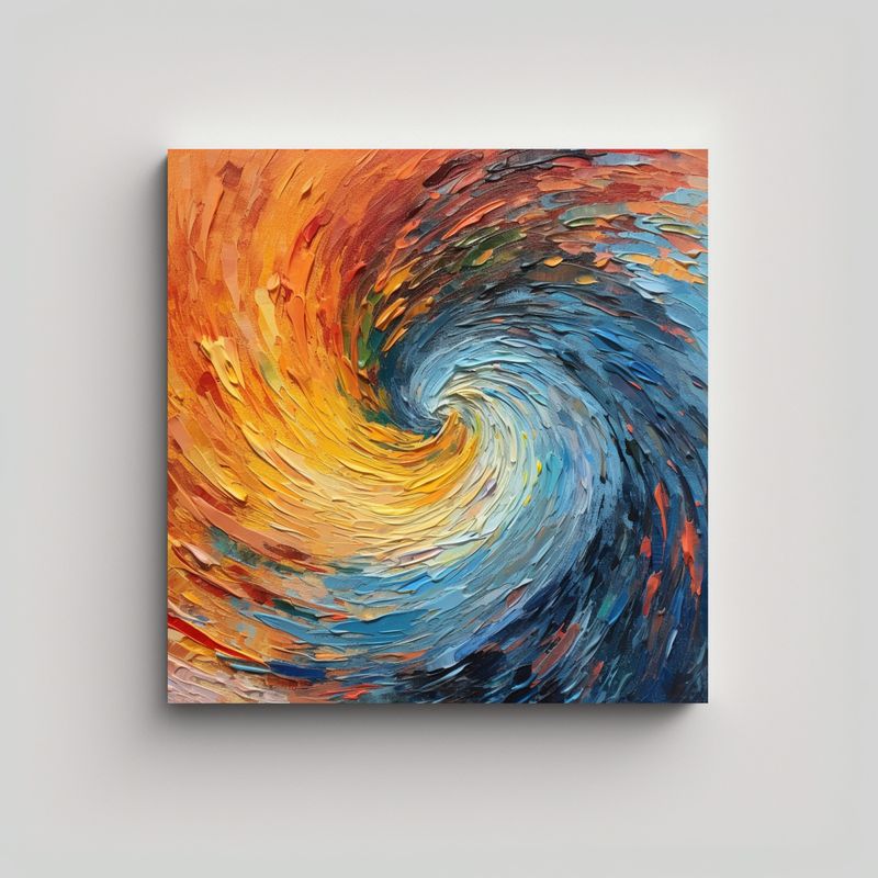 GENERICO - Pintura En Bastidor Abstracta De Arcoíris En 50x50 Cm