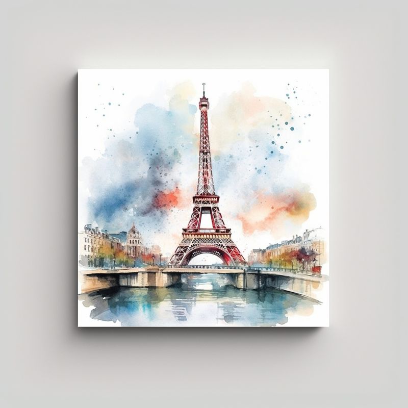 GENERICO - Arte De Pared Paris Acuarela Obra Maestra Clip Art 60x60 Cm