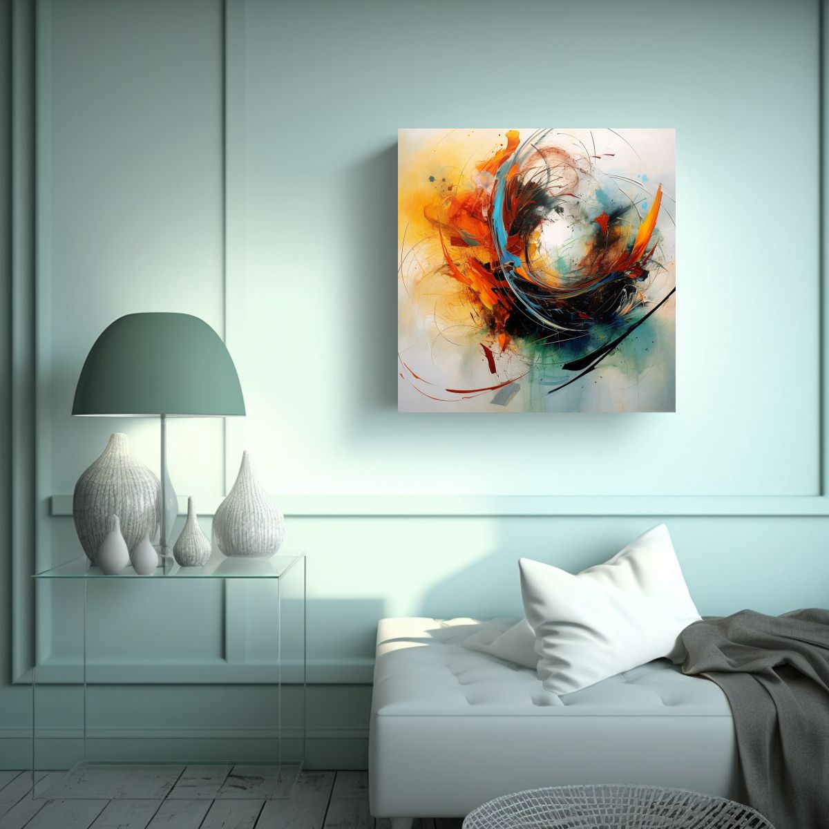 GENERICO - Cuadro Abstracto Lienzo Forma Ambiente, Arte 60x60 Cm