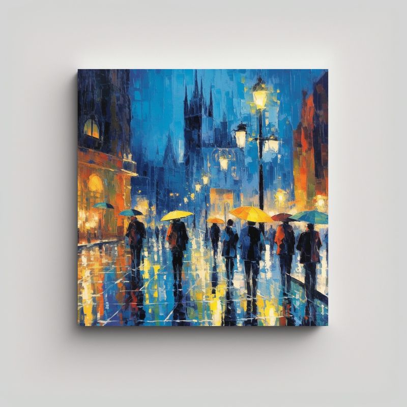 GENERICO - Pintura Decorativa Canva Tonos Textura Nocturno 70x70 Cm