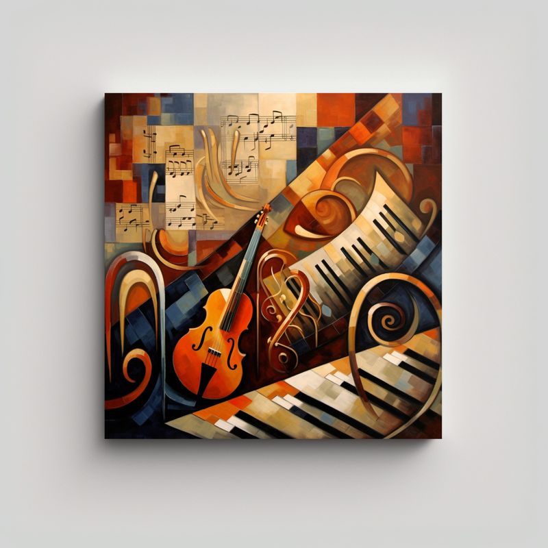 GENERICO - Cuadro Decorativo De Composición Musical En 80x80 Cm