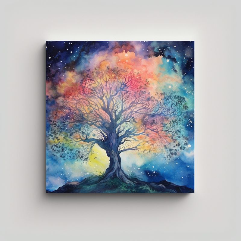 GENERICO - Cuadro Celestial Detalle árbol Majestuoso 50x50 Cm