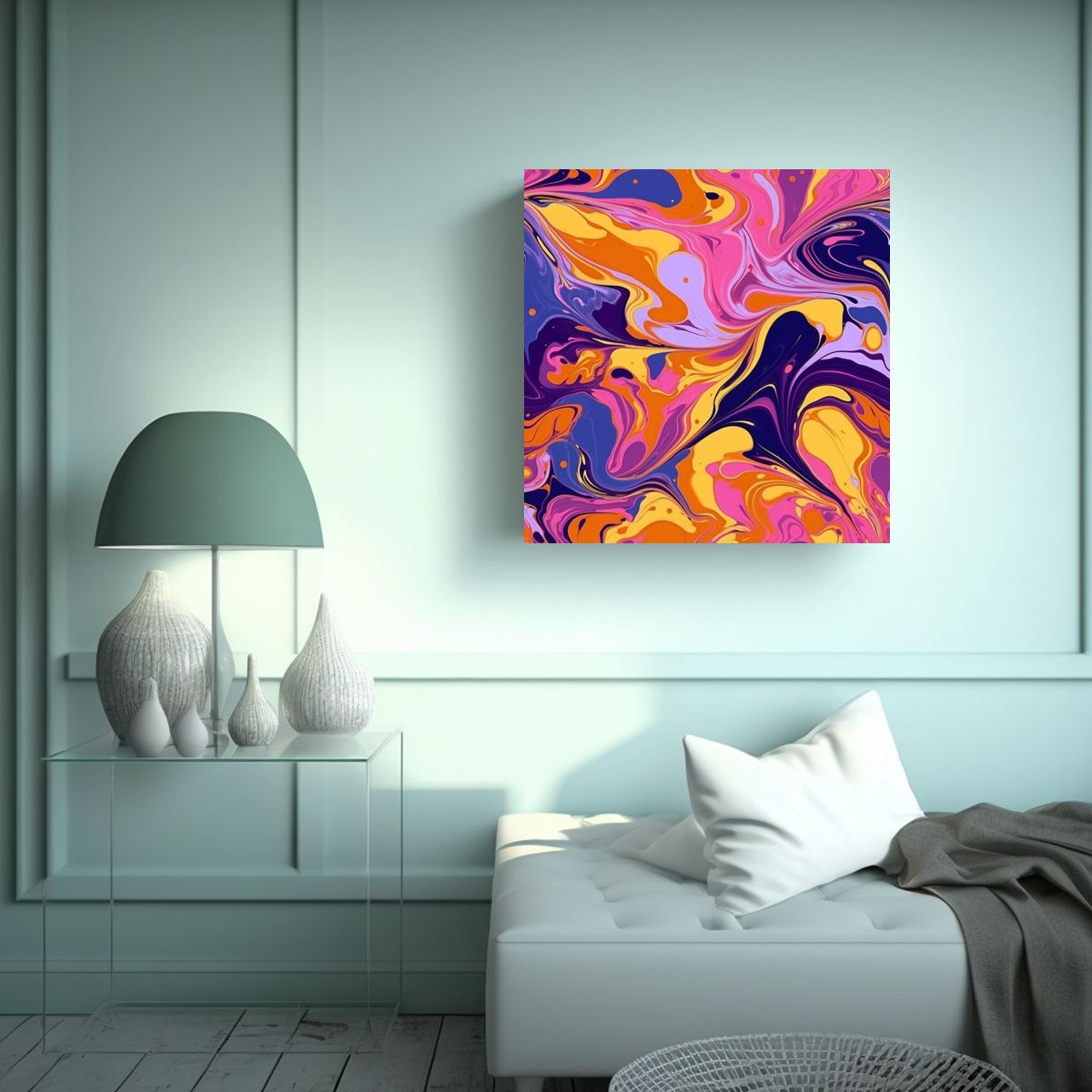 GENERICO - Patrones Acuarela Abstracta Con Colores Vibrantes 80x80 Cm