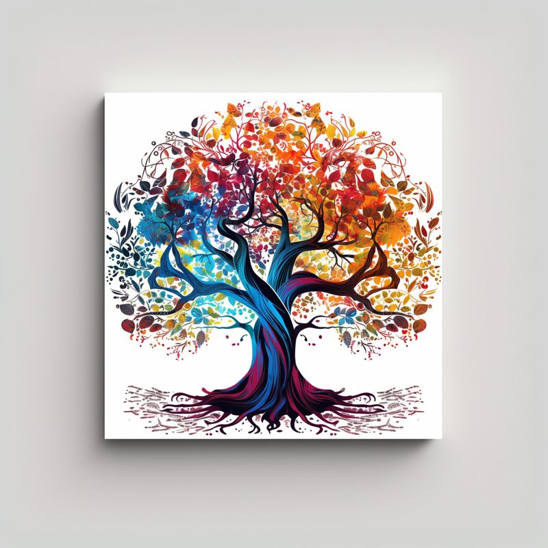 GENERICO - Pintura Decorativa: Árbol De La Vida Con Colores 60x60 Cm